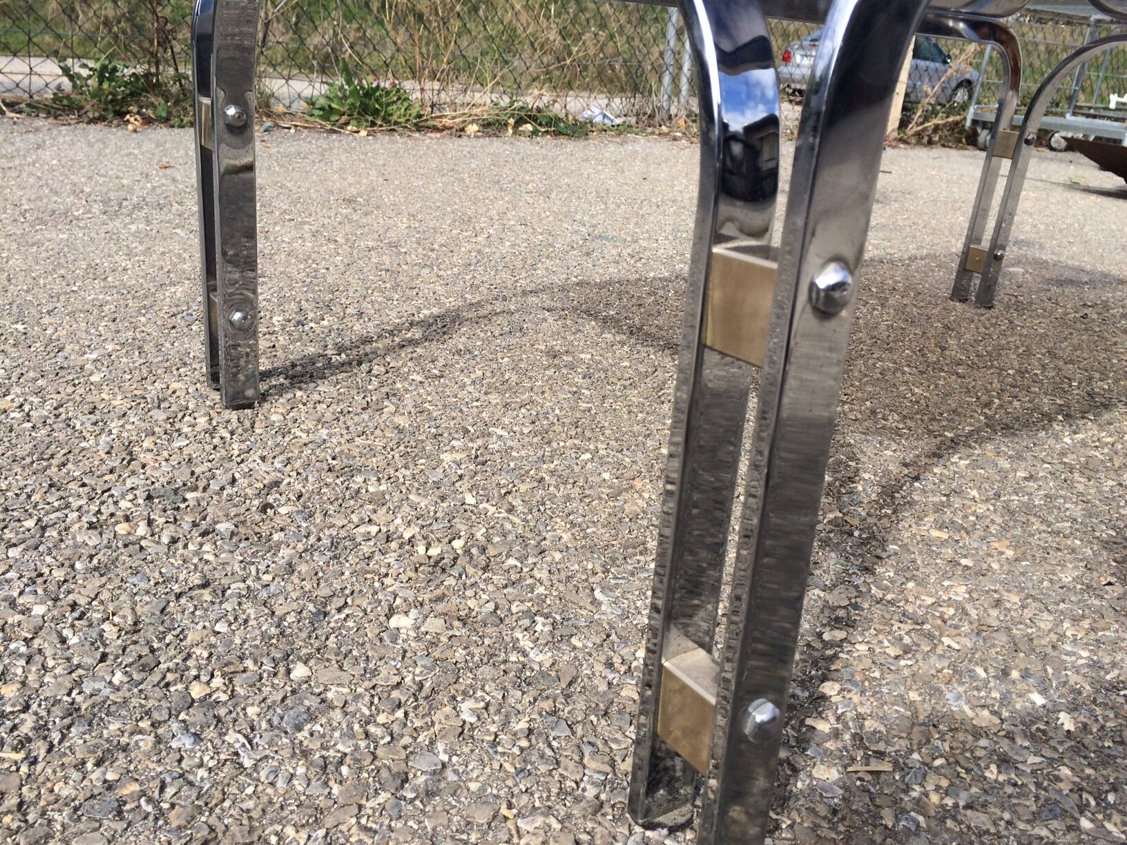 Vintage coffee table smoked glass and chrome 70