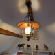 Vintage suspension in copper, wrought iron and glass