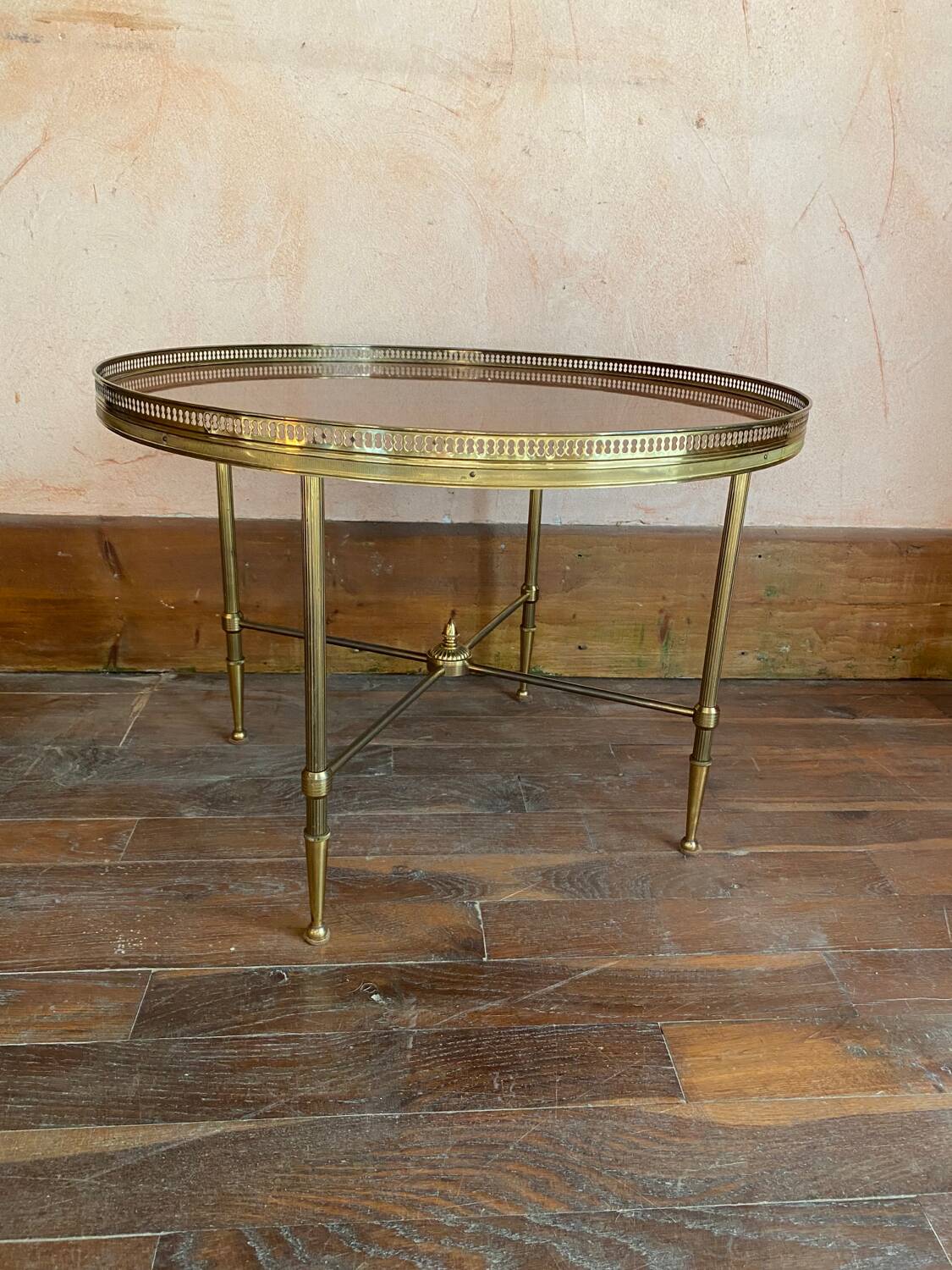 Vintage neoclassical style coffee table in mahogany veneer