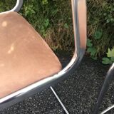 4 chaises acier chromé velours tabac 70
