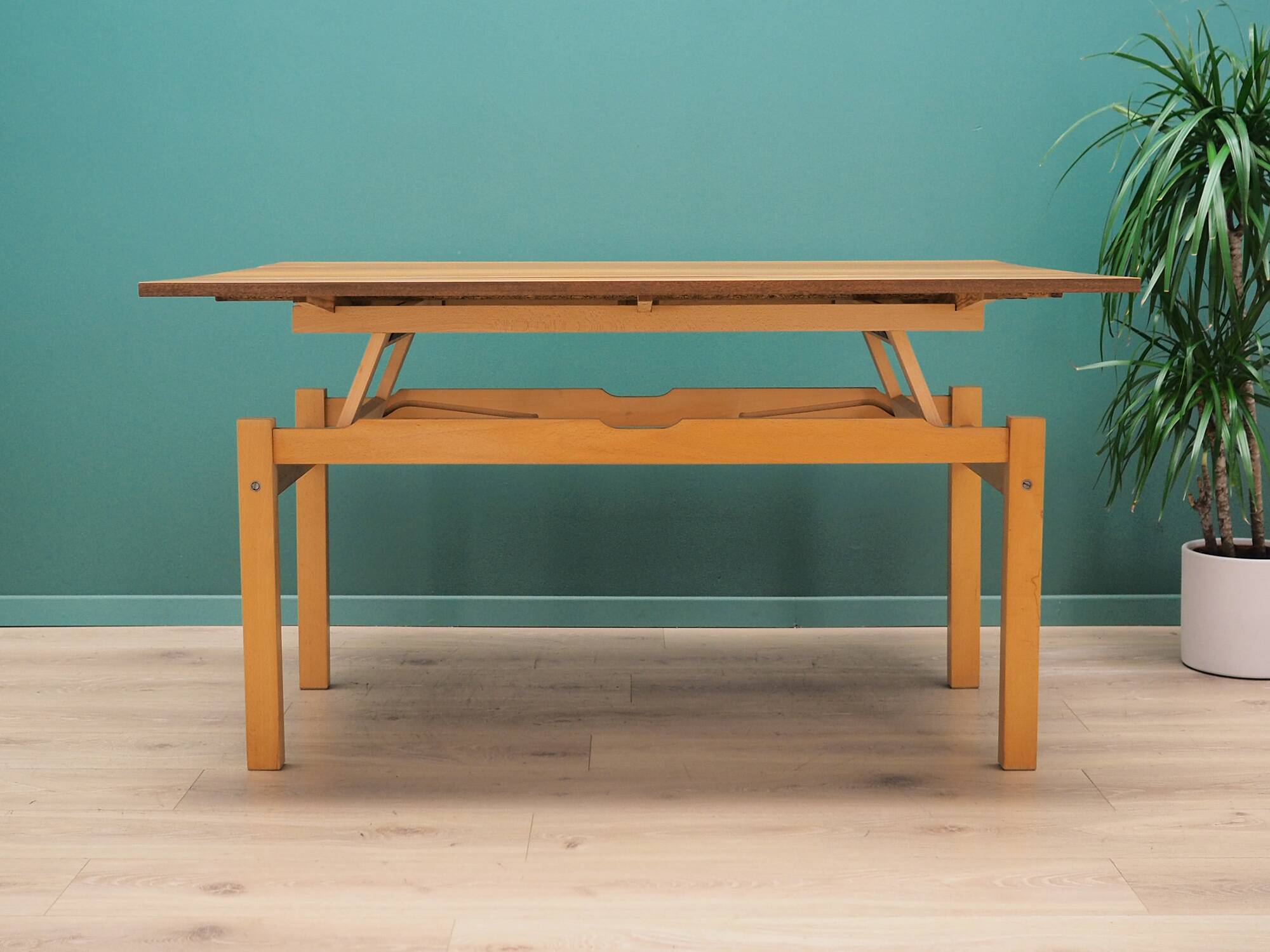 Beech table, Polish design, 1980s, manufacturer: OFM
