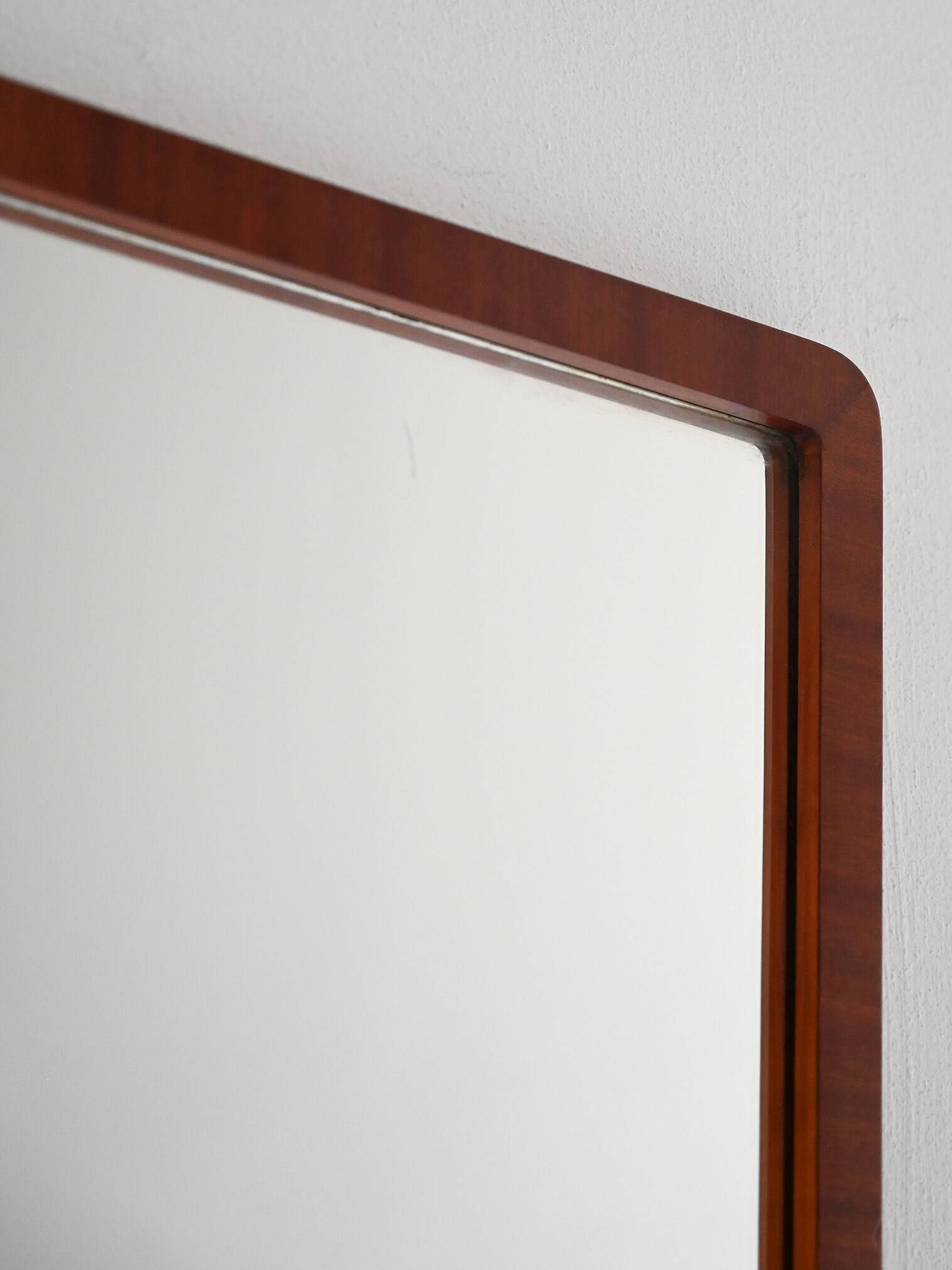 1940s Scandinavian Art Deco Mirror in Lacquered Mahogany