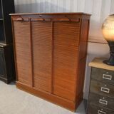 Wooden notary cabinet with shutter from the brand "Au vieux chêne" 1950's