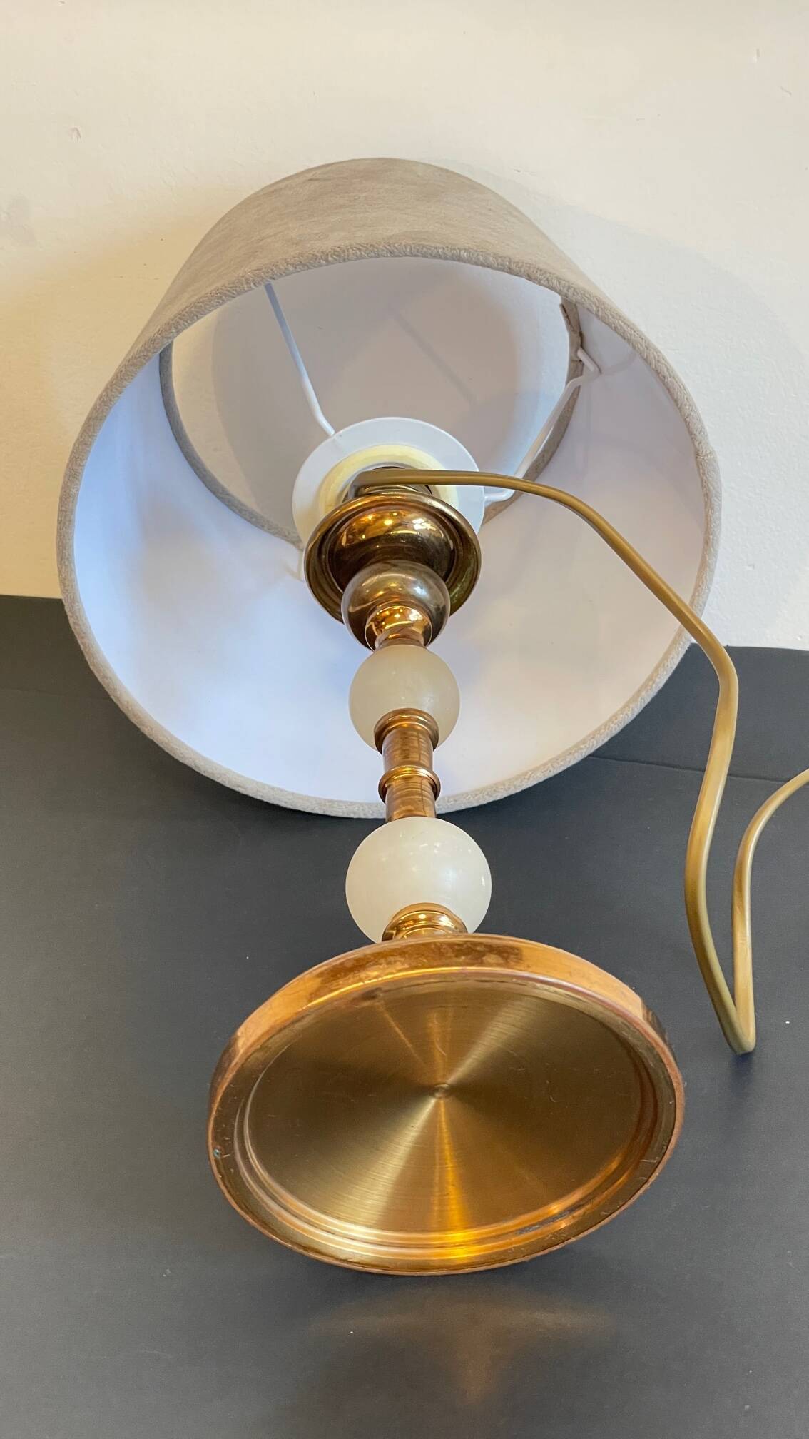 Vintage marble and velvet metal lamp