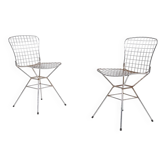 Paire de chaises vintage en fil d'acier de design architectural italien des années 1970
