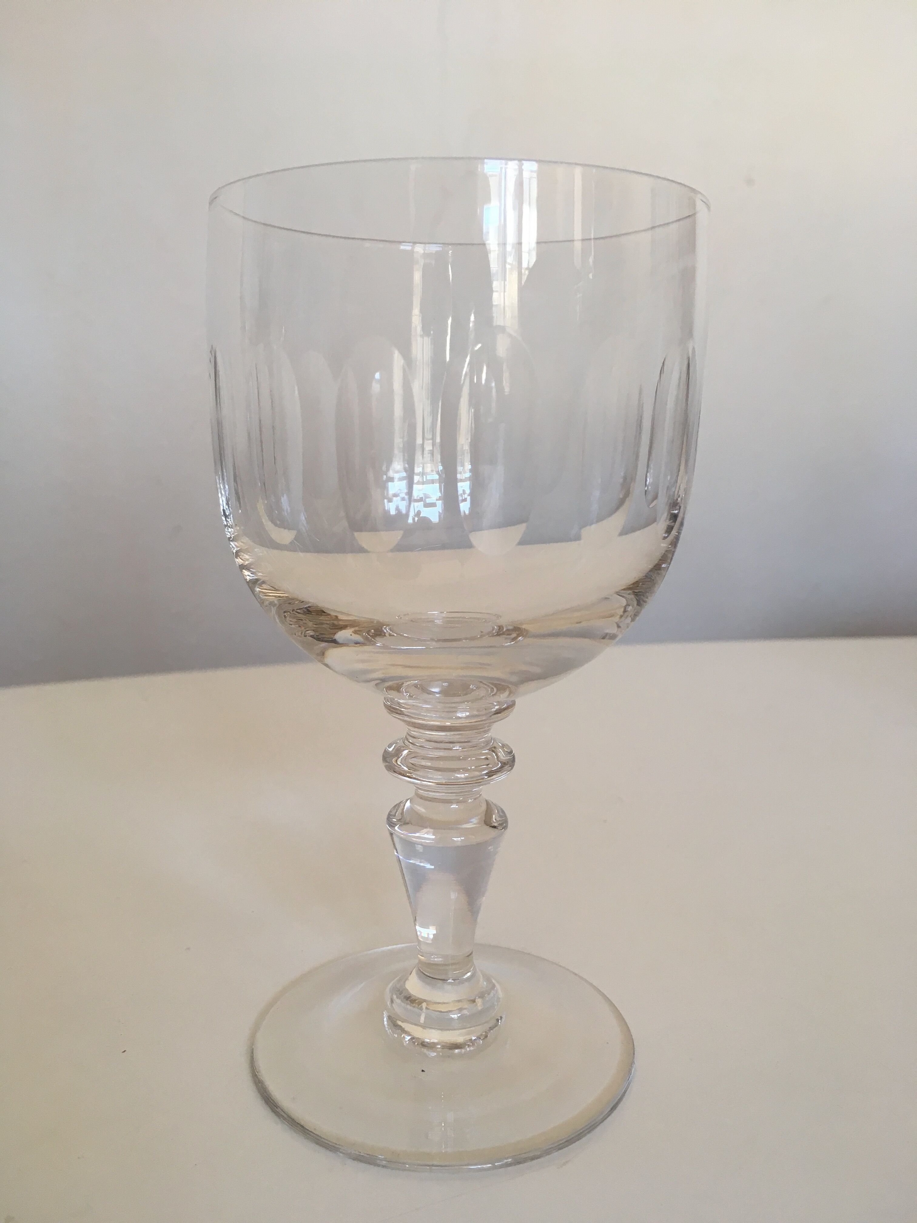 set of 8 19th crystal glasses ringing faceted