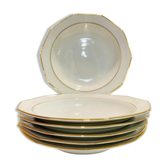 6 assiettes creuses blanche & doré winterling marktleuthen bavaria