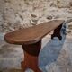 Banc en bois de cerisier français, années 1930, banc étroit en bois