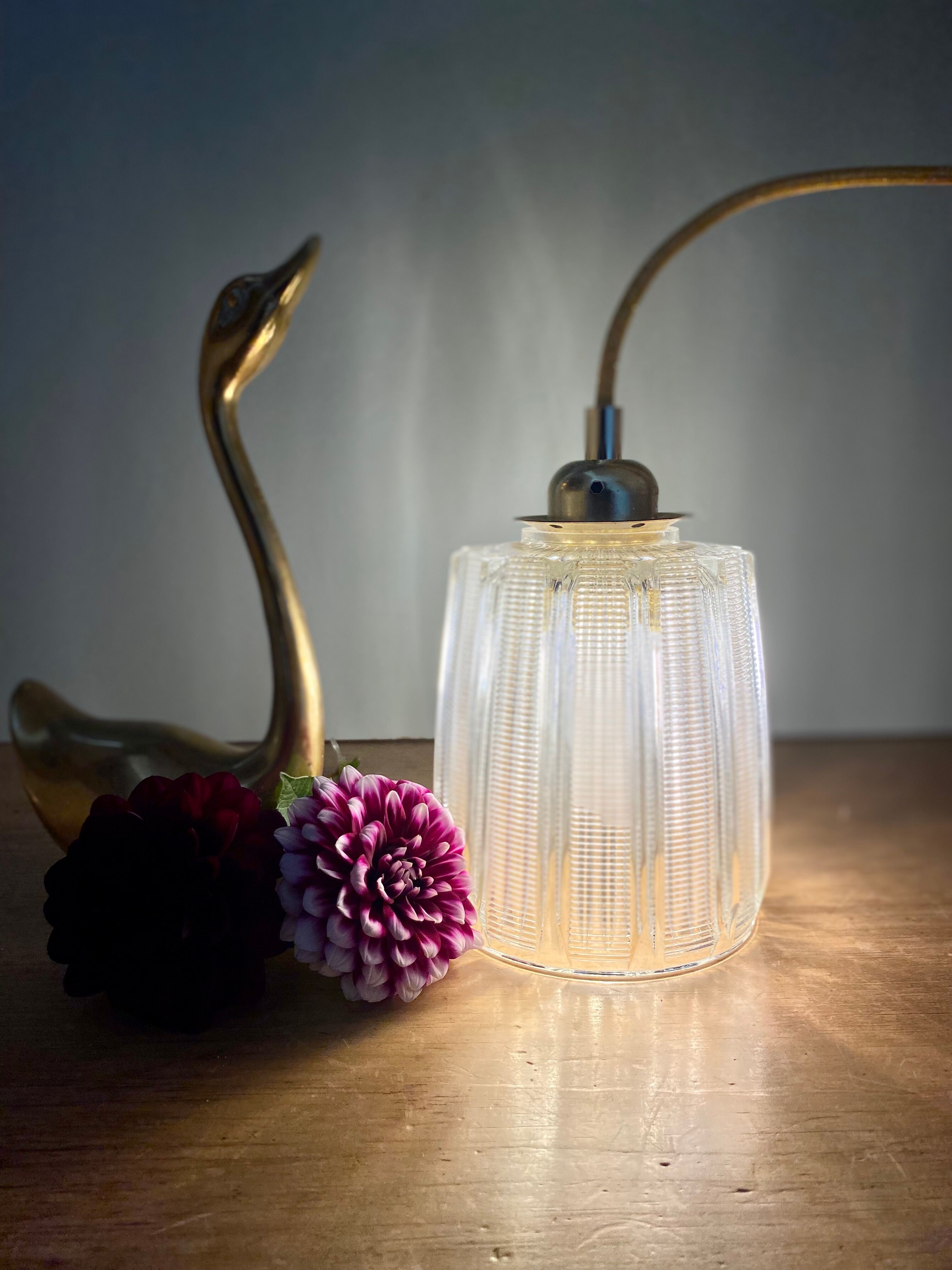 Vintage holophane glass globe lamp
