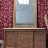 Oak trumeau mirror
