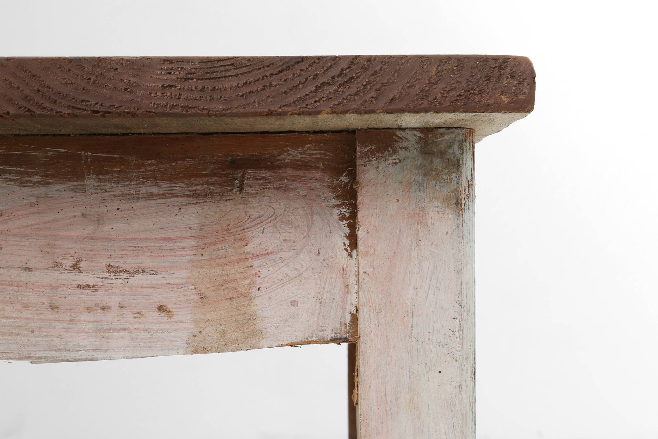 Industrial console table with patinated colorful paint, Belgium ca. 1950