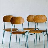 Chaises d'école industrielle, lot de 4