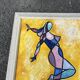 Tableau Vintage Modernist Cubist 84x65 cm – Signed Thallon