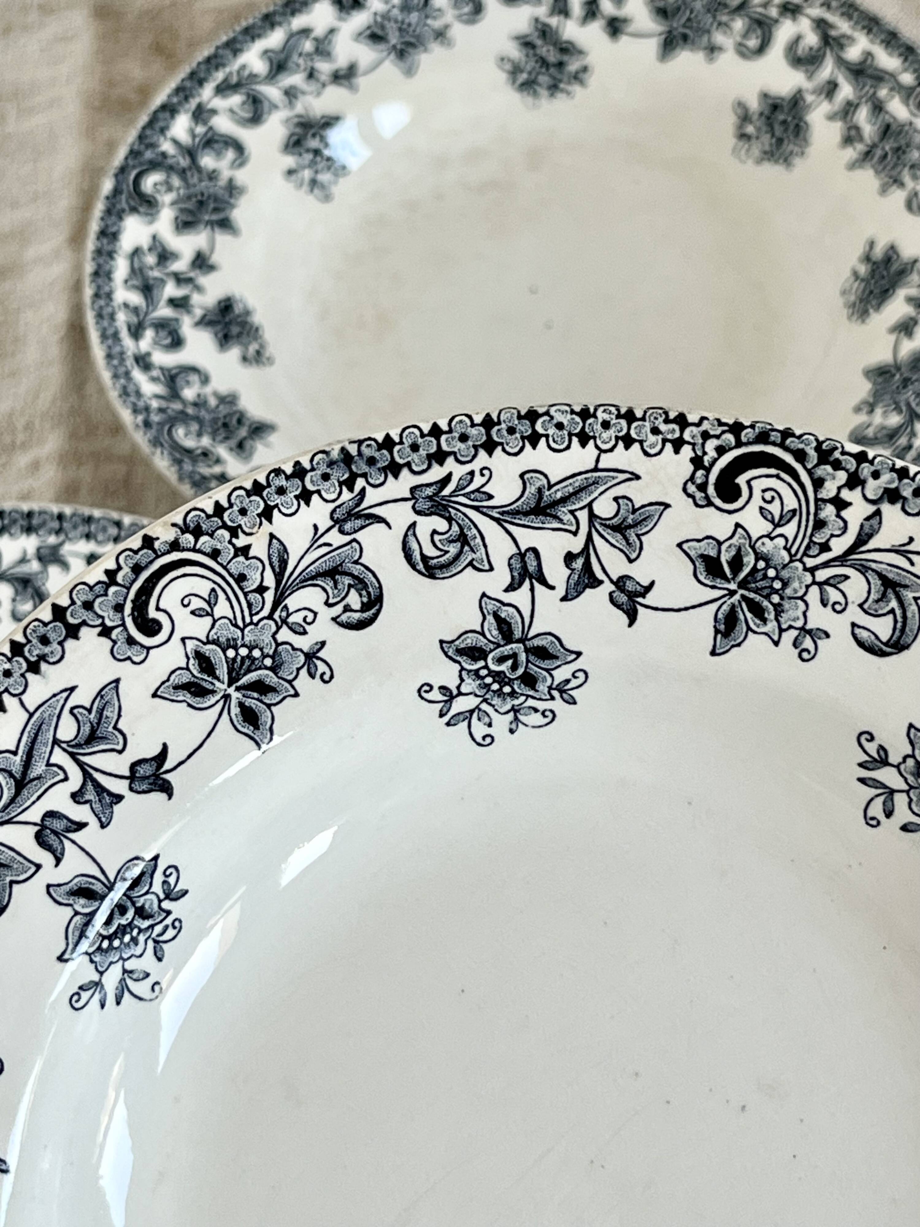 4 vintage soup plates iron earth Saint-Amand - Jane model