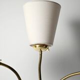 Lampadaire à trois bras en teck et laiton, Scandinavie, années 1940-1950