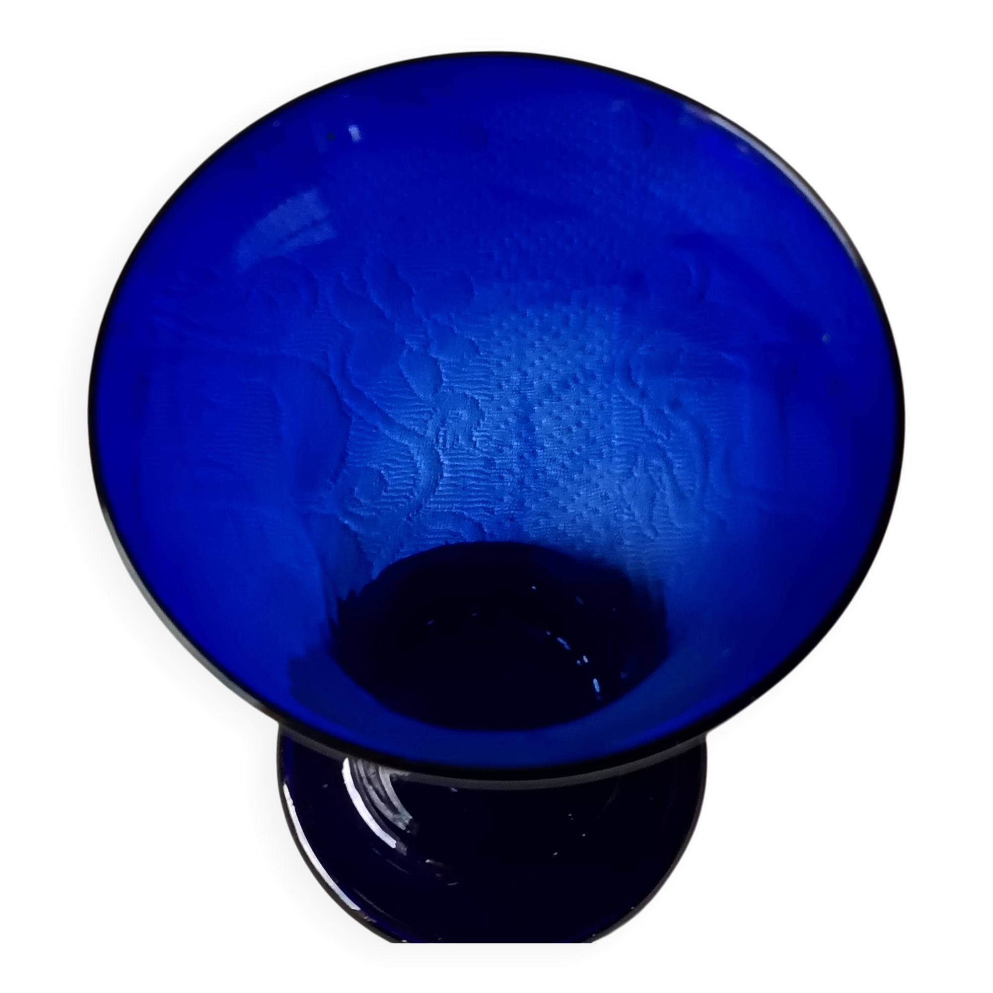 Pair of cobalt blue vases in blown glass, handmade.