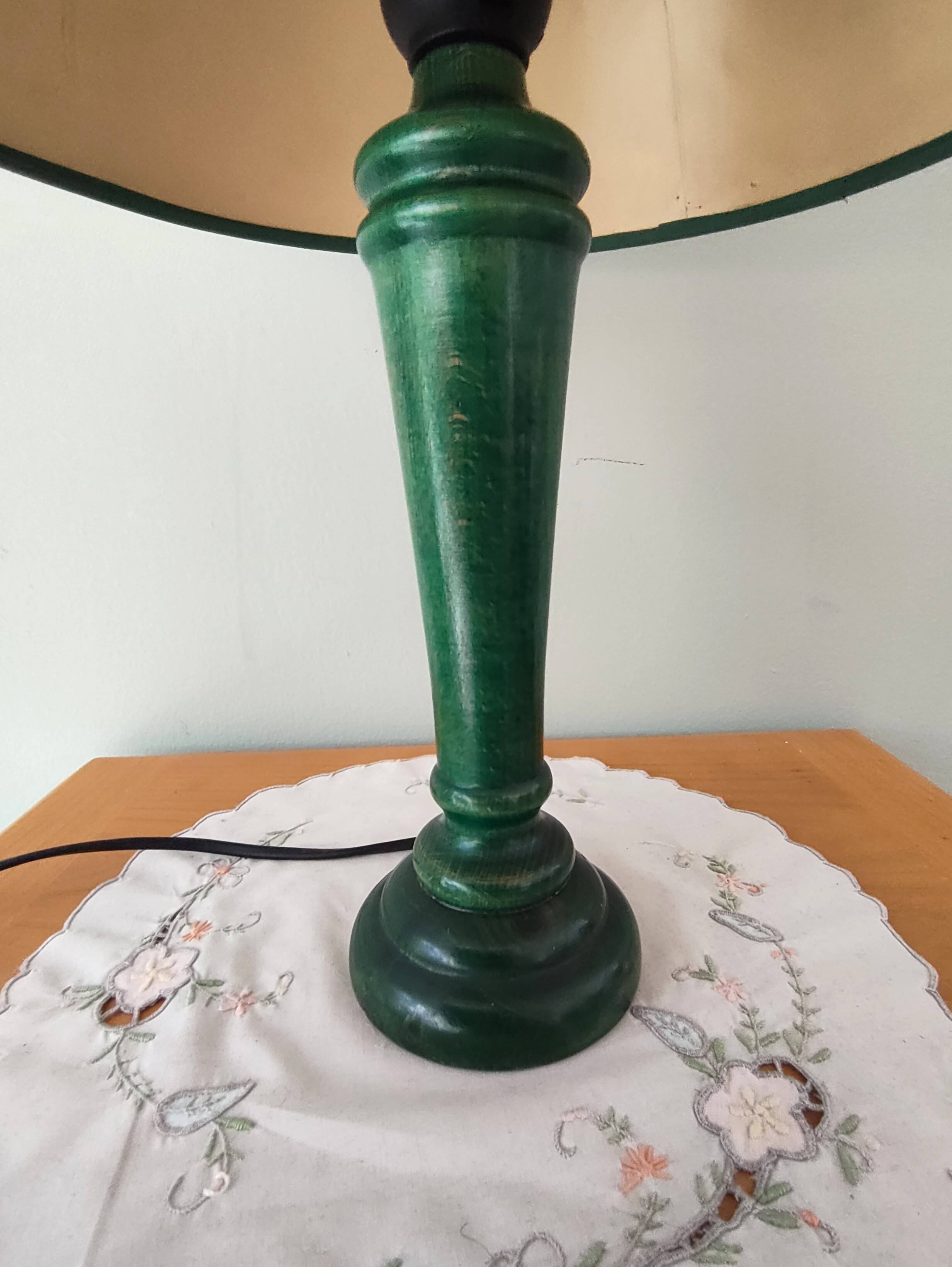 Green wooden table lamp