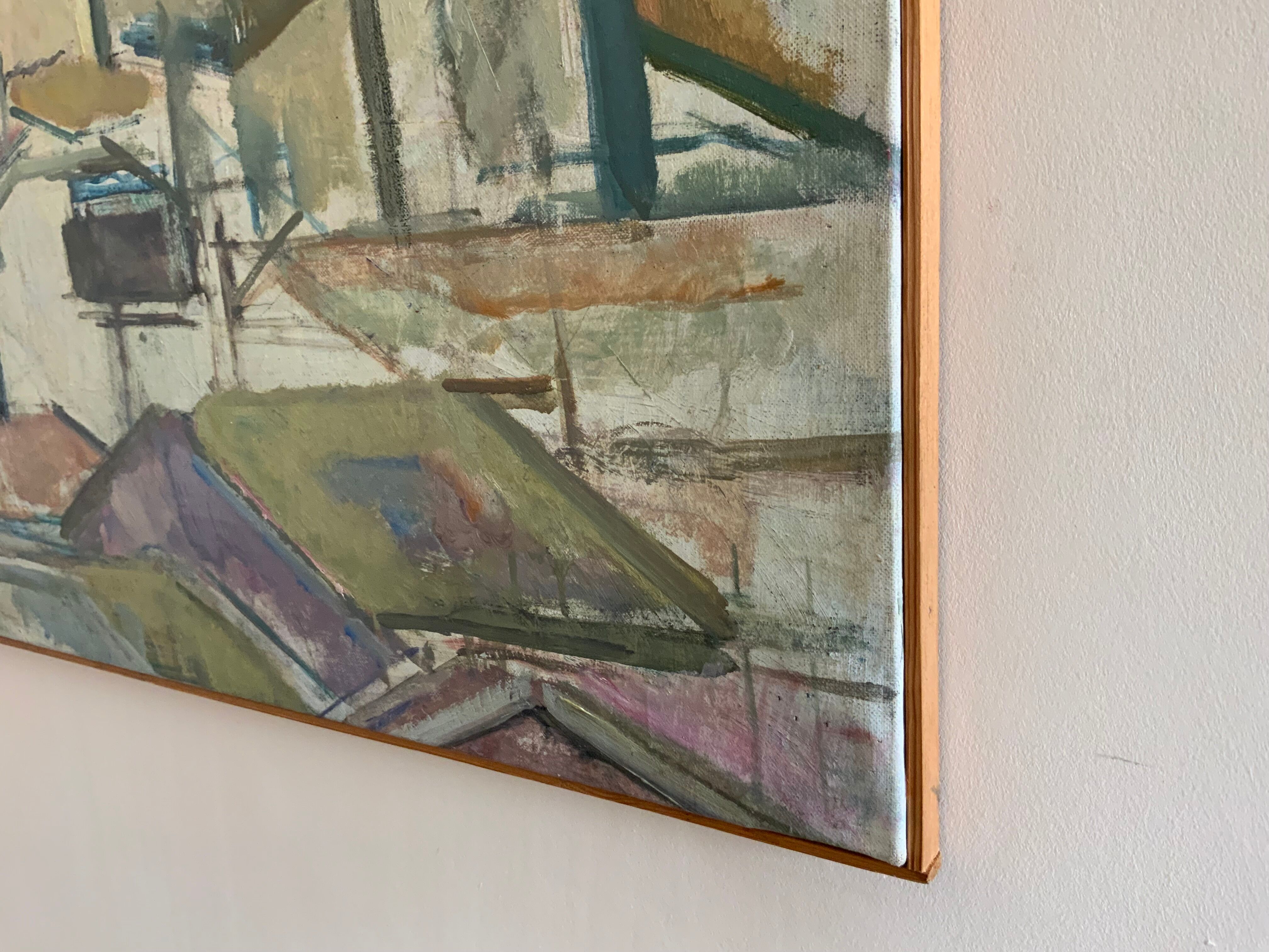 Vintage oil on canvas by S.Ekengren Architectural Landscape at Cadaques