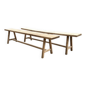Paire de bancs en orme