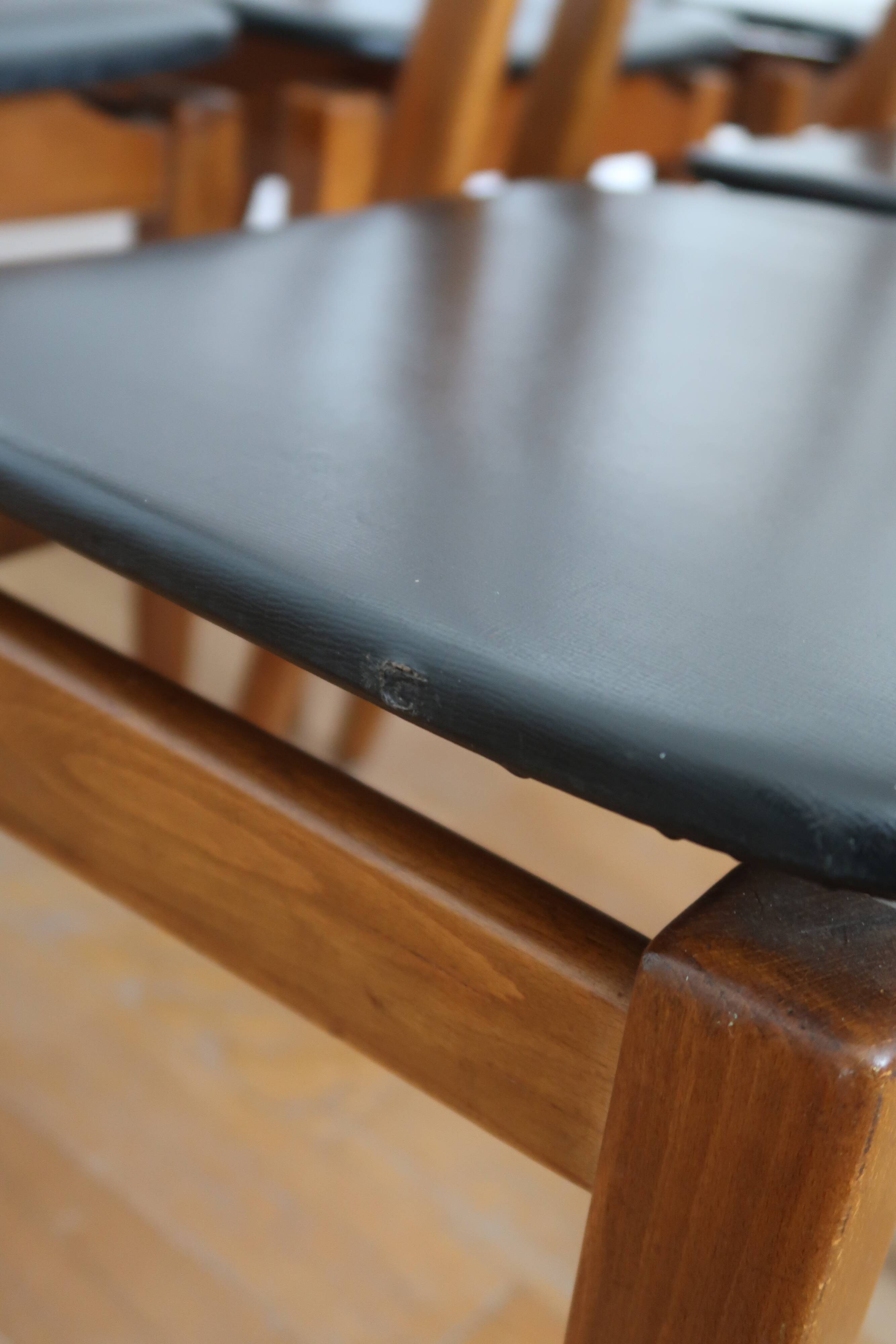 6 Scandinavian beech skai chairs