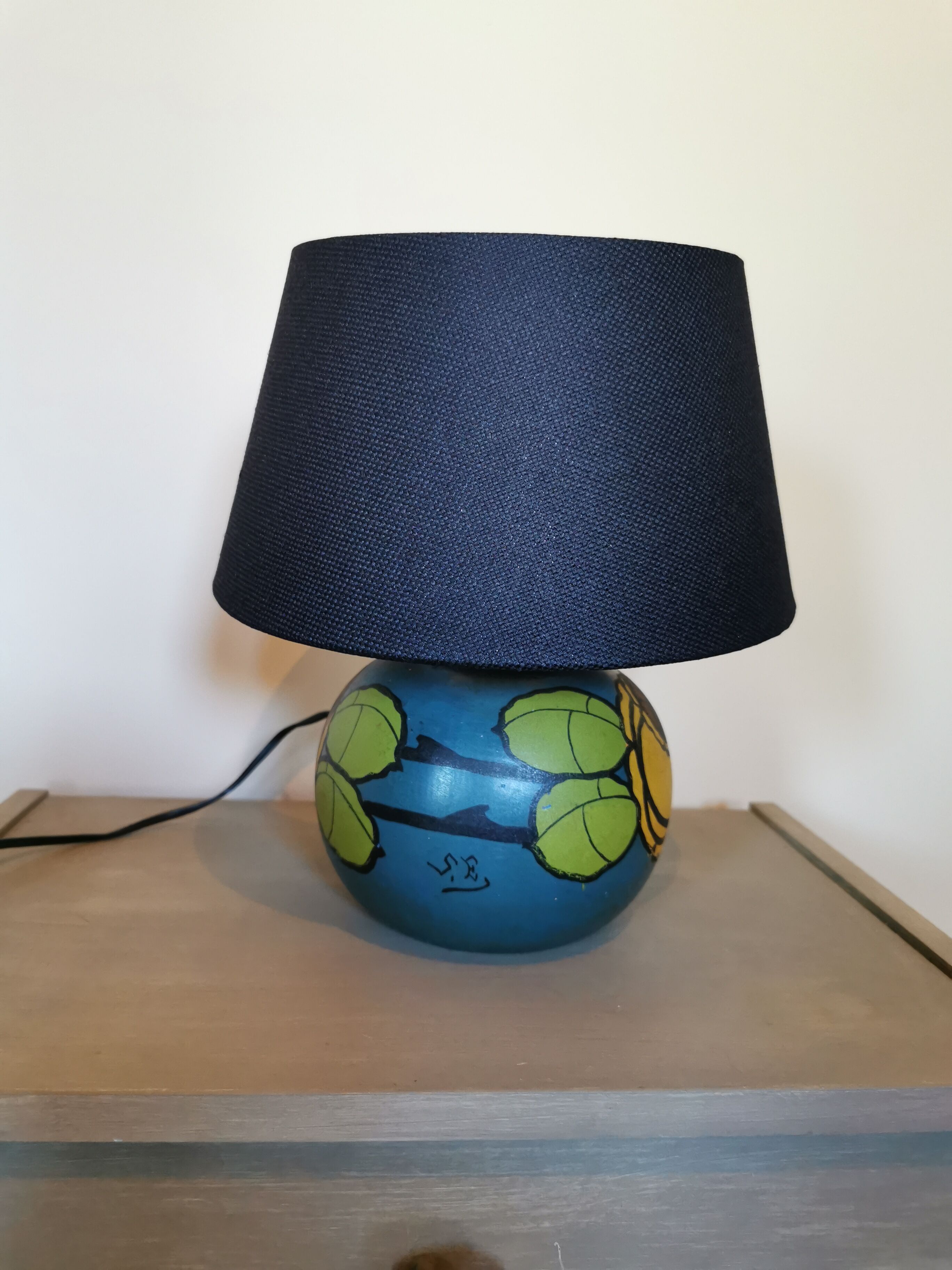 Art Deco painted ceramic globe lamp