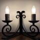Vintage black wrought iron wall sconce with 2 lights – 1950s/60s