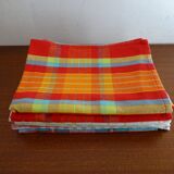 Lot 6 vintage multi-coloured plaid towels