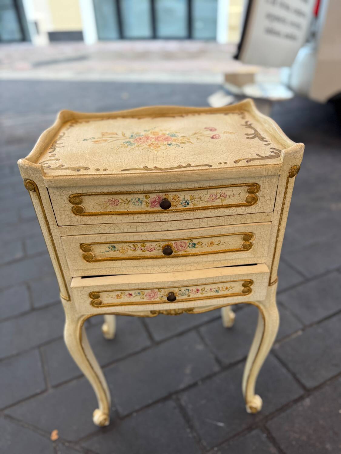 Pair of hand-painted Venetian bedside tables – baroque style