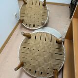Paire de fauteuils crapaud ivoire rayé