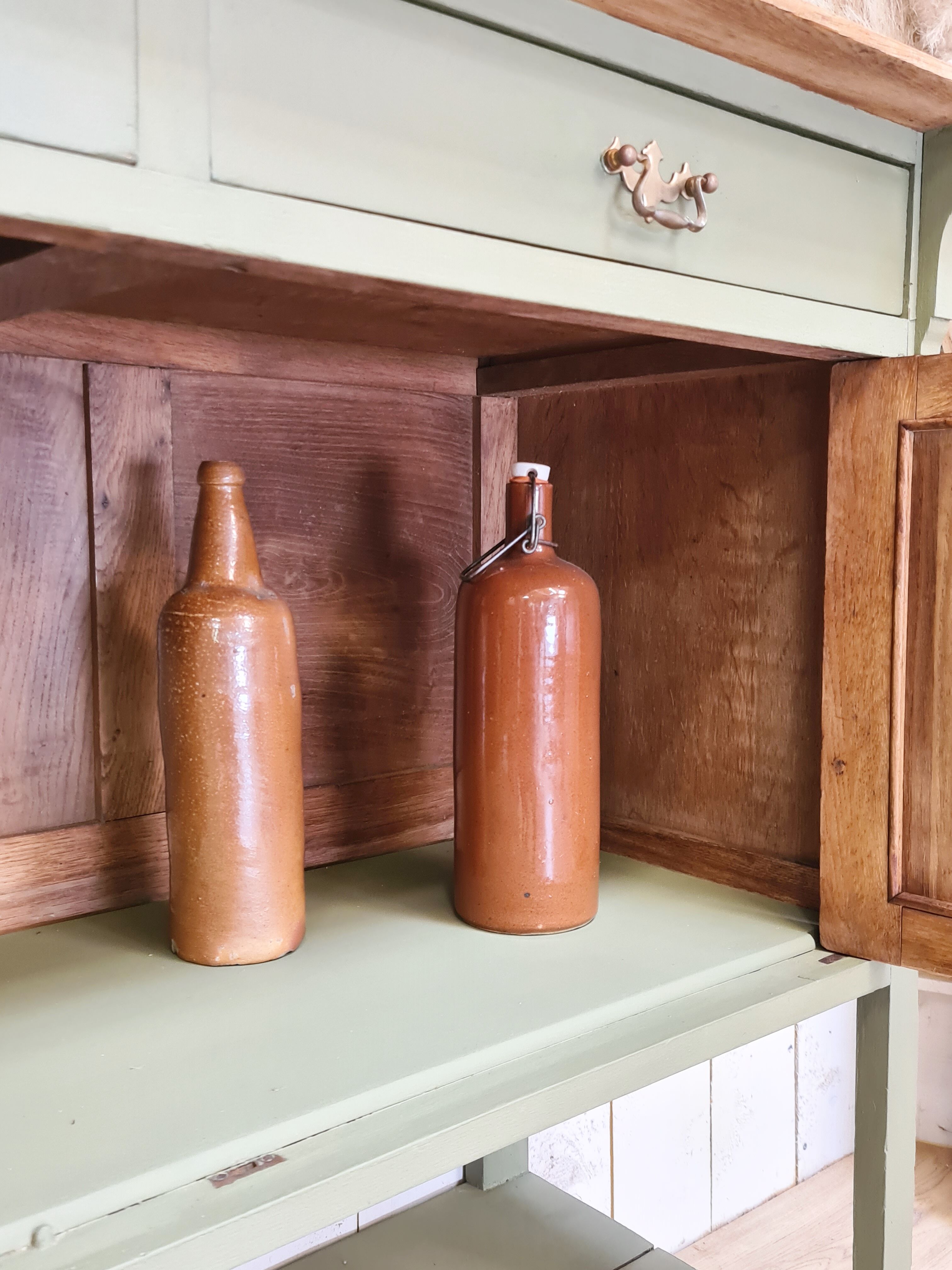 Old 2-door service console in restyled solid oak
