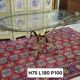 Grande table a manger / table design 1970 en métal doré et verre – XXe
