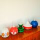 Spherical pendant light in royal blue opaline design 1970