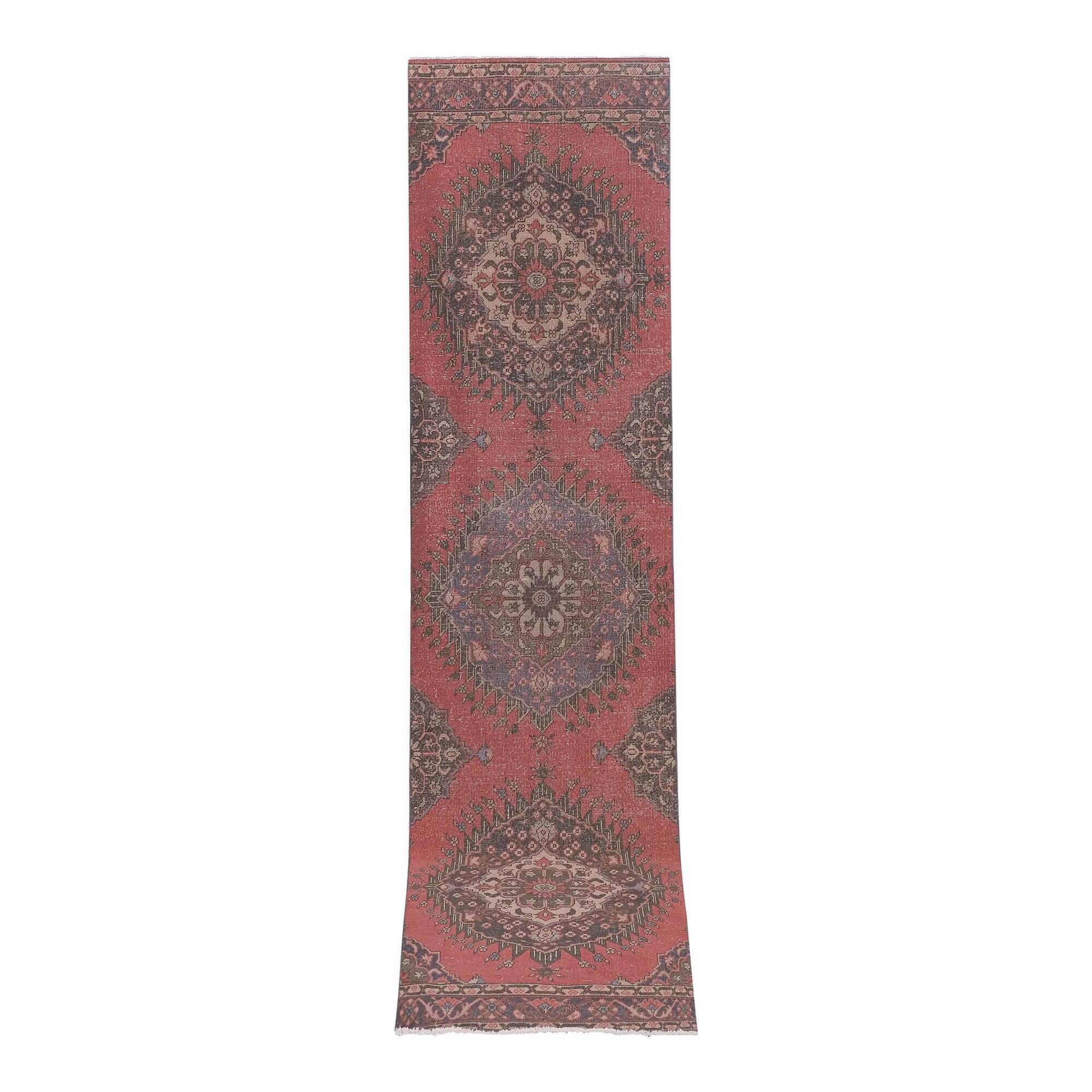 Vintage Turkish hallway rug 101x404 cm