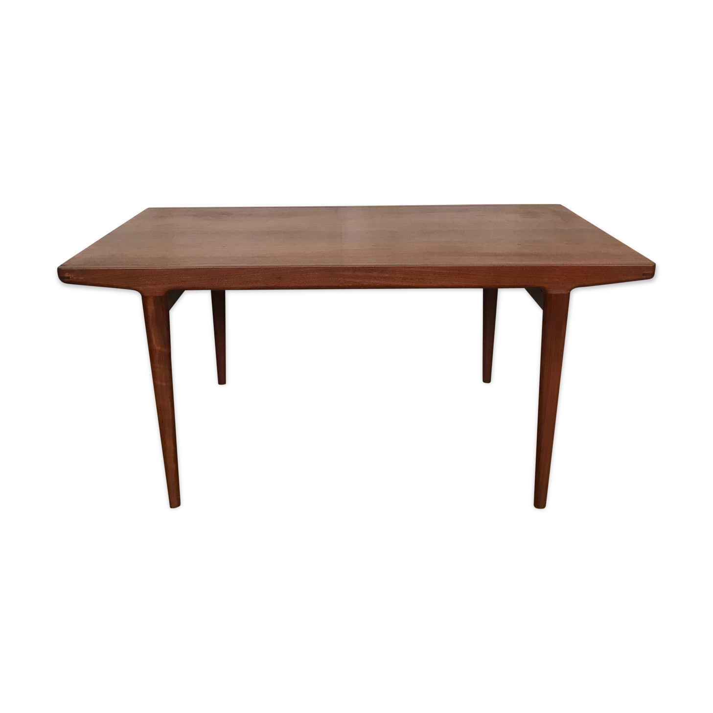 Authentic Scandinavian table teak design1950 1960 feet spindles