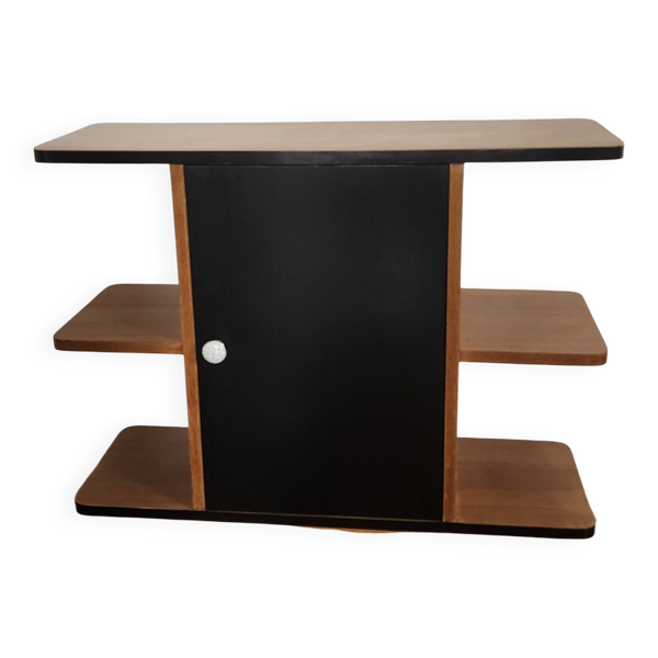 Meuble bar compact porte pivotante bois noir
