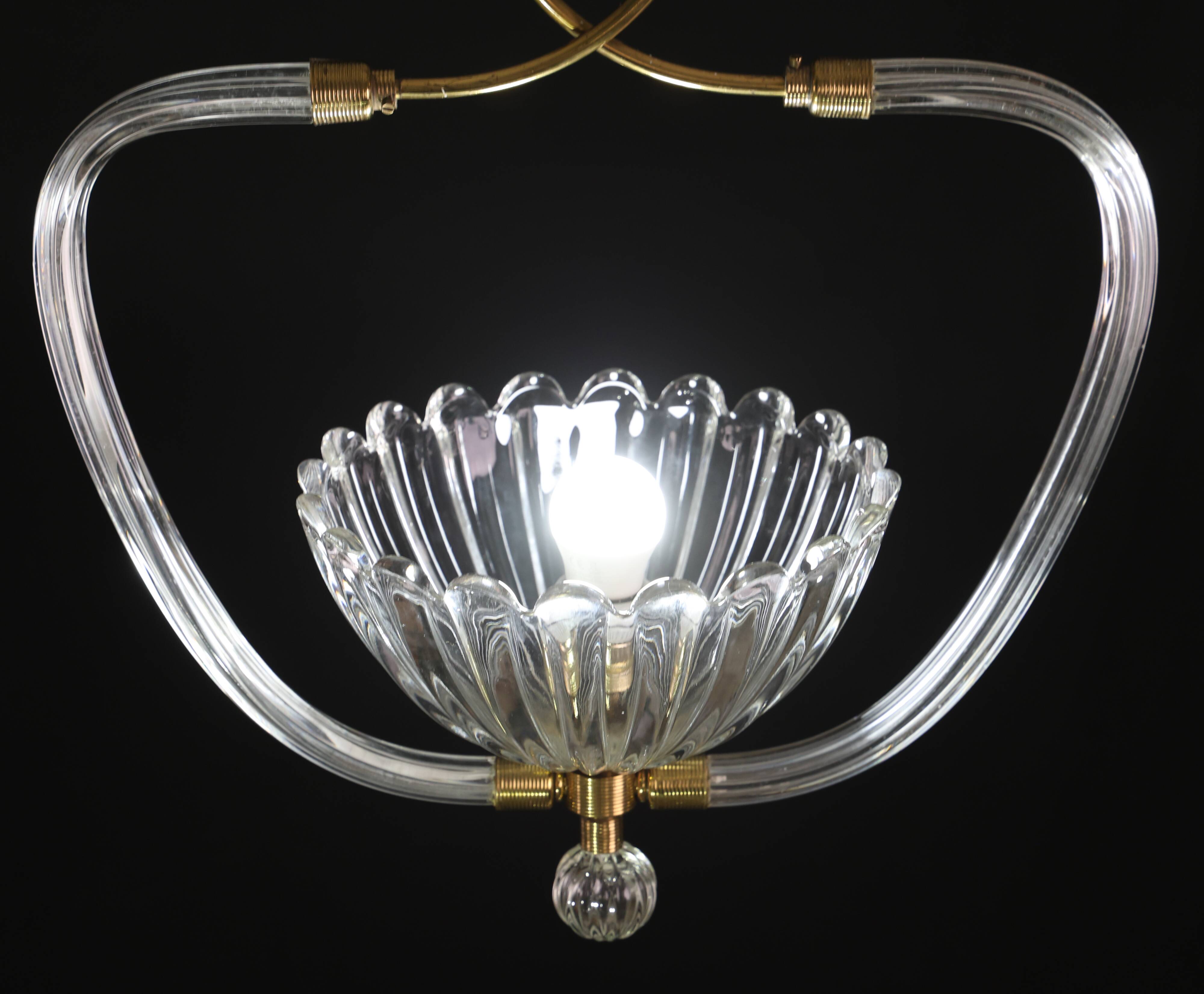 Amazing Art Decò Murano Glass Pendant Chandelier by Ercole Barovier, 1940s