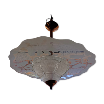 Chandelier suspension in art deco glass