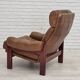 1970s, Swedish design, armchair with footstool, furniture leather.