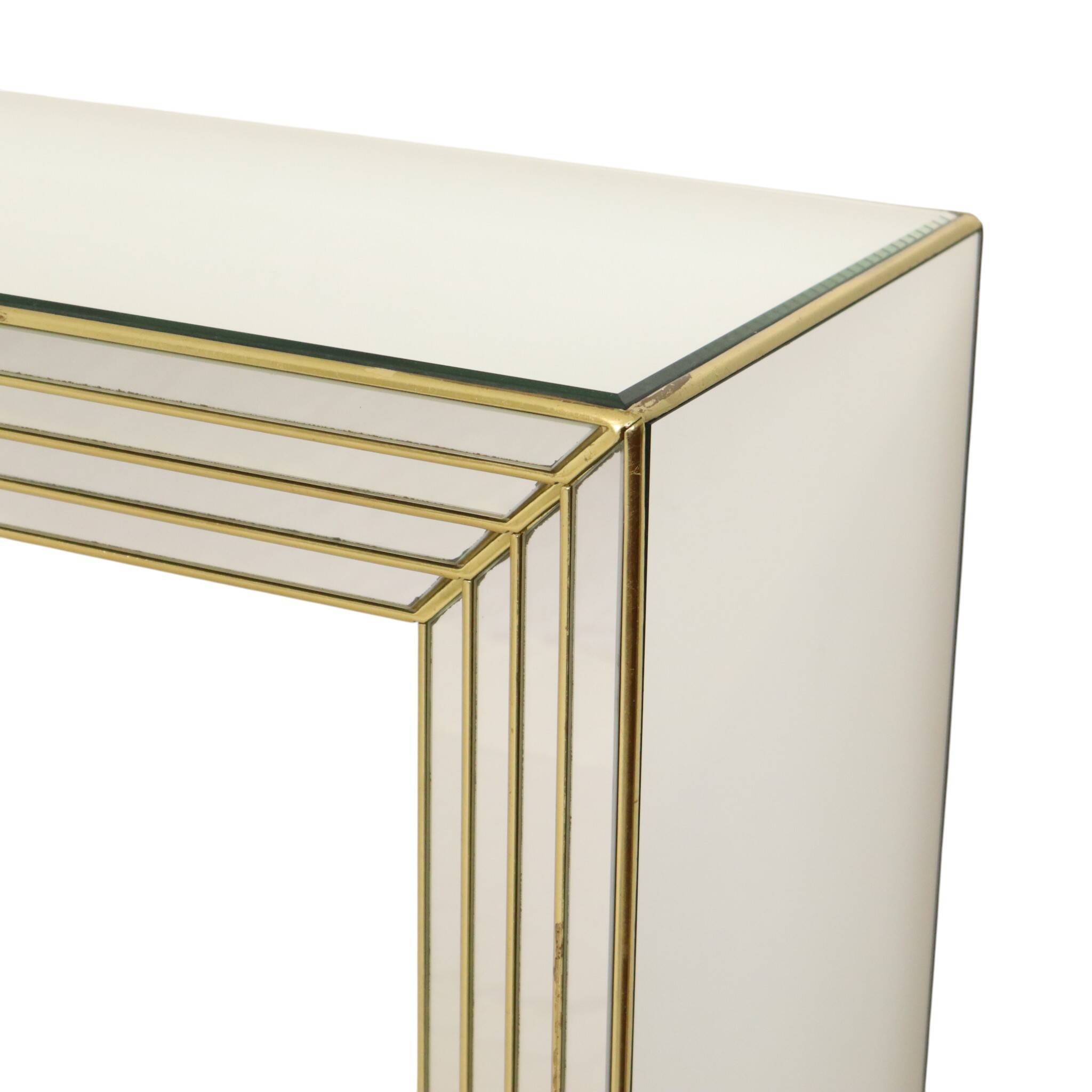 Miroir avec console argentés et dorés – Deknudt