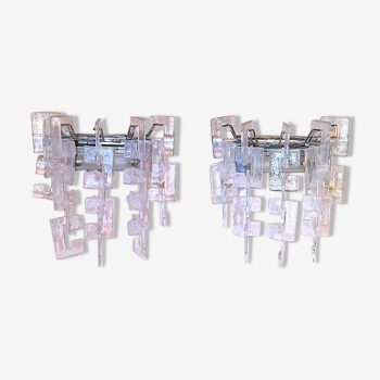 Pair of Murano wall lamps, 56 glass chains, by Carlo Nason, Italy