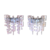 Pair of Murano wall lamps, 56 glass chains, by Carlo Nason, Italy