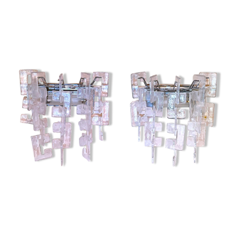 Paire d'appliques Murano 56 chainons de verre par Carlo Nason, Italie