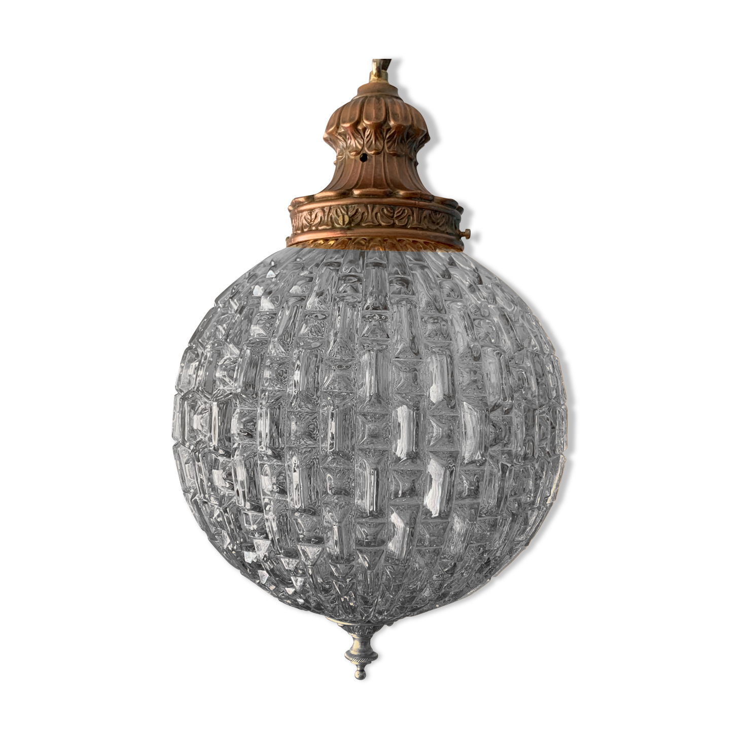 Lantern suspension in glass and brass