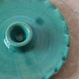 Turquoise blue serrated ceramic candle holder