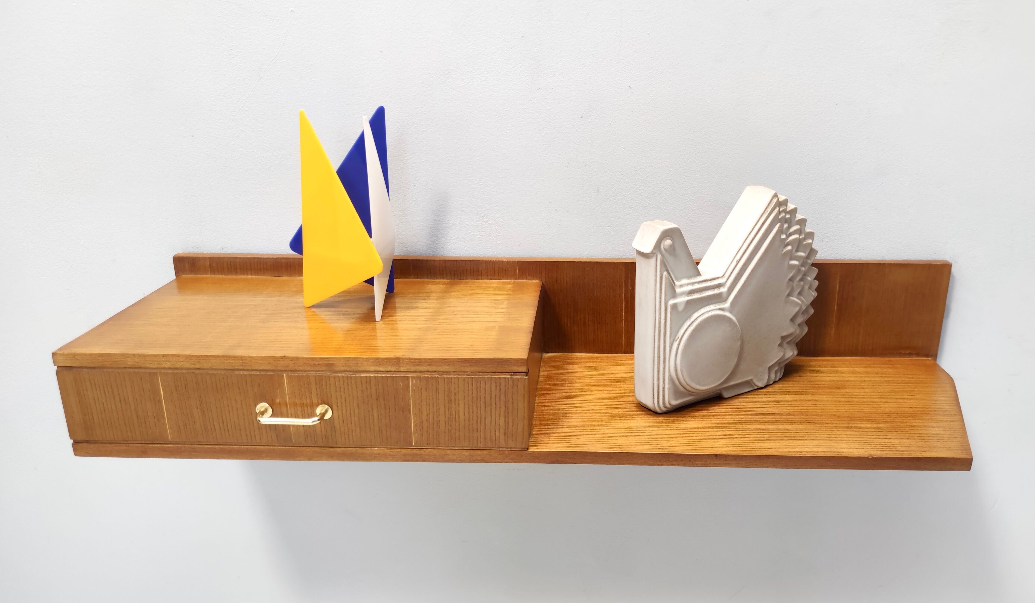 Beech and Durmast Wall-Mounted Console Table Italy