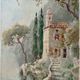Watercolor painting "Monastery" Italy early XX ° by W. Scotty