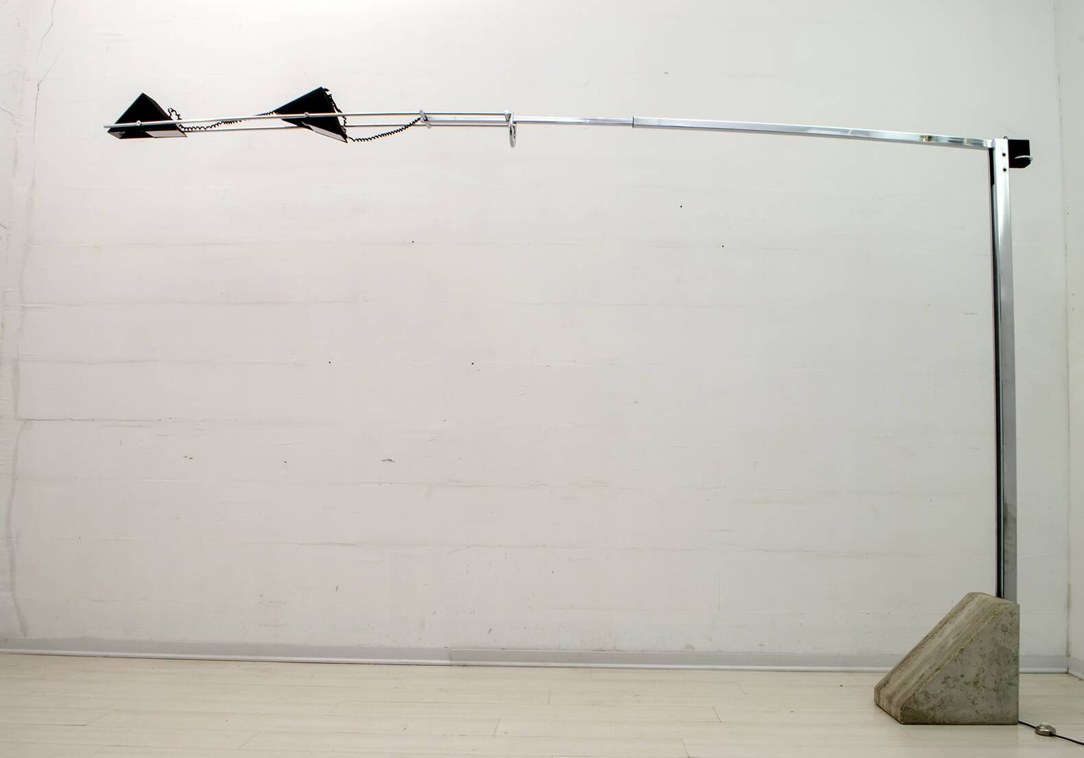 Mid-Century Modern Italian Steel and Travertine Floor Lamp, 1970s