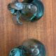 Bougeoirs animaux en verre africain fabriqués à la main vintage de Ngwenya Glass, lot de 2