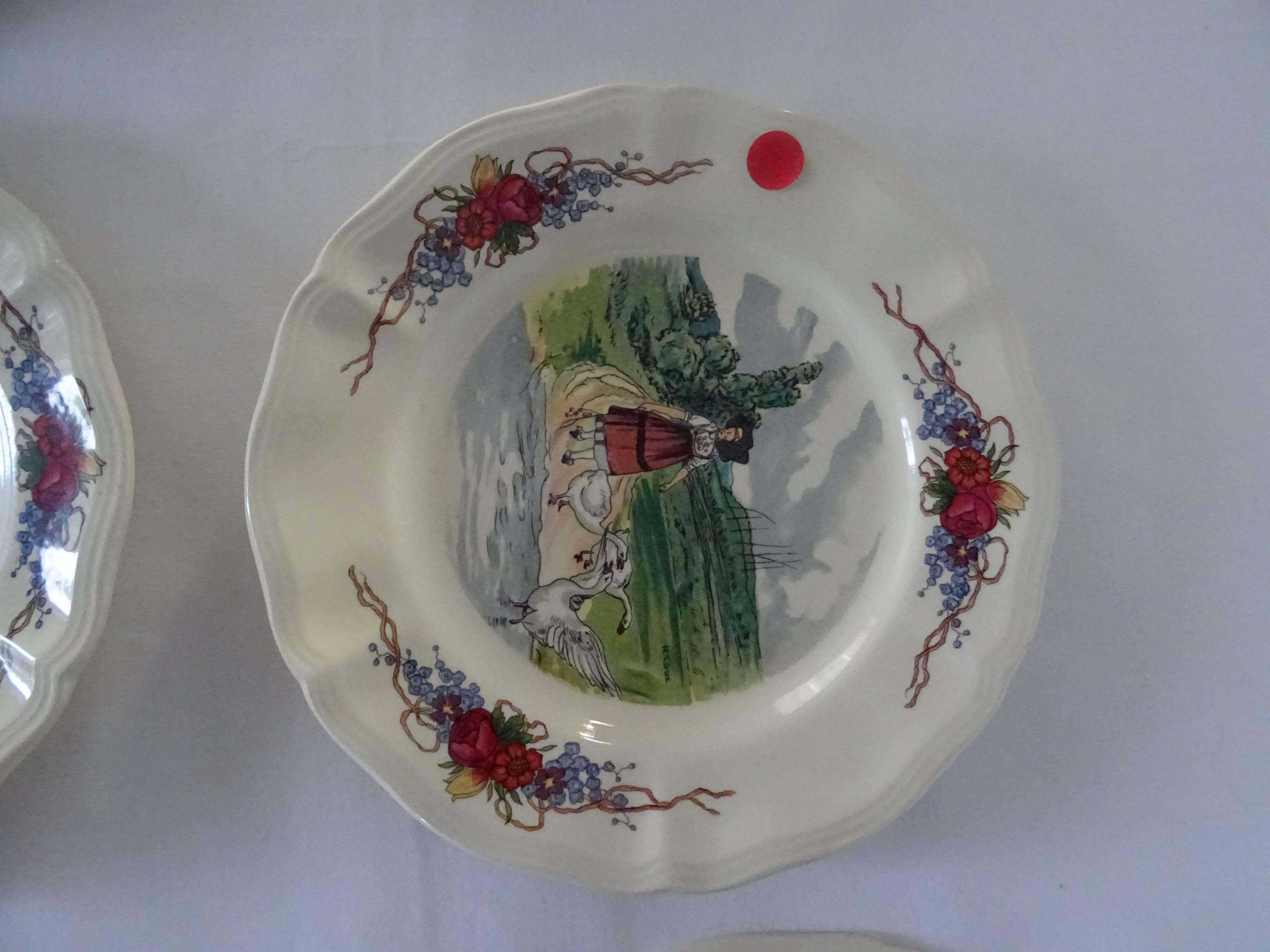 6 dessert plates LOUX Obernai 557112 sarreguemines