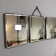 Vintage 1930s triptych barber mirror, beveled black crystal - 25 x 59 cm